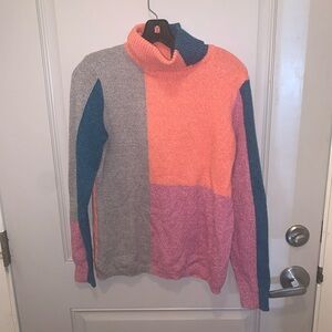 Sundance Luna Colorblock Silk Blend Turtleneck Sweater Women’s Size Medium